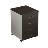 Cooper Furniture Wenge &amp; Silver 4 Drawer Mobile Pedestal Filling Cabinet