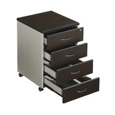Cooper Furniture Wenge &amp; Silver 4 Drawer Mobile Pedestal Filling Cabinet