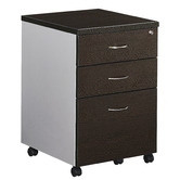 Cooper Furniture 2 Drawer / 1 File Mobile Pedestal Filling Cabinet in Wenge / Silver