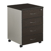 Cooper Furniture Wenge &amp; Silver 4 Drawer Mobile Pedestal Filling Cabinet