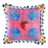 Kas Strawberry Velvet Cushion