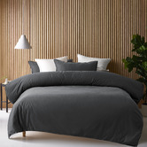 Accessorize Charcoal Double Stitch Bamboo &amp; Cotton Quilt Cover Set