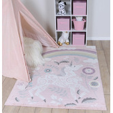 Lifestyle Floors Pink Happy Kids Unicorn Rug
