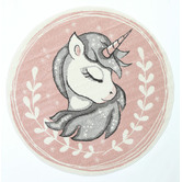 Lifestyle Floors Pink Happy Kids Unicorn Round Rug