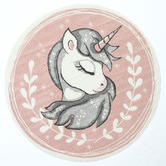 Lifestyle Floors Pink Happy Kids Unicorn Round Rug