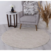 Lifestyle Floors Beige Skandi Hand Woven Wool-Blend Round Rug
