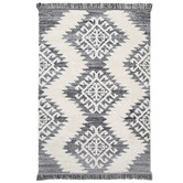 Lifestyle Floors Cream &amp; Grey Mono Tribal Anthracite Rug