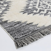 Lifestyle Floors Cream &amp; Grey Mono Tribal Anthracite Rug