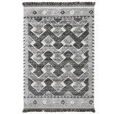 Lifestyle Floors Cream Mono Tribal Carved Lines Anthracite Rug