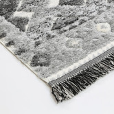 Lifestyle Floors Cream Mono Tribal Carved Lines Anthracite Rug