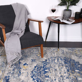 Lifestyle Floors Grey &amp; Navy Blue Delicate Distressed Rug