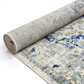 Lifestyle Floors Grey &amp; Navy Blue Delicate Traditional Rug