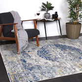 Lifestyle Floors Grey &amp; Navy Blue Delicate Distressed Rug