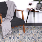 Lifestyle Floors Grey &amp; Navy Blue Delicate Oriental Rug