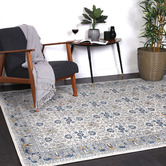 Lifestyle Floors Grey &amp; Navy Blue Delicate Oriental Rug