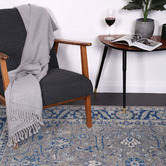 Lifestyle Floors Grey &amp; Navy Blue Delicate Oriental Rug