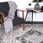 Lifestyle Floors Grey &amp; White Delicate Traditional Rug