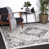 Lifestyle Floors Grey &amp; White Delicate Traditional Rug