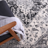 Lifestyle Floors Grey &amp; White Delicate Traditional Rug