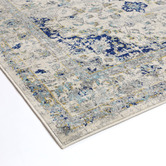 Lifestyle Floors Grey &amp; Navy Blue Delicate Traditional Rug