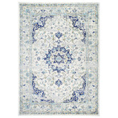 Lifestyle Floors Grey &amp; Navy Blue Delicate Traditional Rug