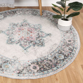 Lifestyle Floors Grey Blaese Power Loomed Round Rug