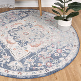 Lifestyle Floors Blue Shakeel Power Loomed Round Rug
