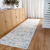 Lifestyle Floors Cream &amp; Navy Blue Expressions Ikat Runner