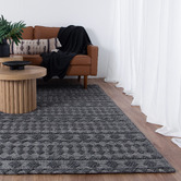 Lifestyle Floors Dark Grey Nordic-Style Flat Weave Wool-Blend Rug