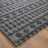Lifestyle Floors Dark Grey Nordic-Style Flat Weave Wool-Blend Rug