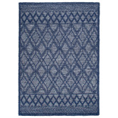 Lifestyle Floors Blue Geometric Flat Weave Wool-Blend Rug