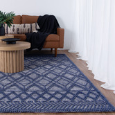 Lifestyle Floors Blue Geometric Flat Weave Wool-Blend Rug