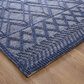 Lifestyle Floors Blue Geometric Flat Weave Wool-Blend Rug