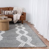 Lifestyle Floors Ivory Geometric Flat Weave Wool-Blend Rug