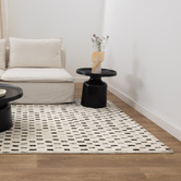 Lifestyle Floors Black &amp; Cream Bass Squares Rug