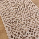 Lifestyle Floors Walnut Bettina Distressed Textured Check Runner
