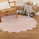 Lifestyle Floors Melissa Scalloped Machine Washable Cotton Round Rug