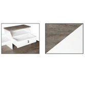 Corner Office Grey &amp; White Bronville 2 Drawer Desktop Hutch