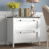 Corner Office Grey &amp; White Bronville 2 Drawer Filing Cabinet