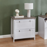 Corner Office Grey &amp; White Bronville 2 Drawer Filing Cabinet