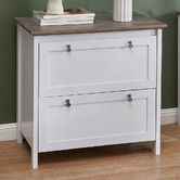 Corner Office Grey &amp; White Bronville 2 Drawer Filing Cabinet