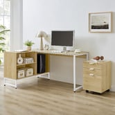 Corner Office Isla L-Shaped Desk &amp; Mobile Pedestal Storage Unit Set