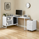 Corner Office Isla L-Shaped Desk &amp; Mobile Pedestal Storage Unit Set
