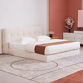 Corner Office Beige Alwen Boucle Queen Bed Frame
