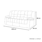 Southern Stylers Ipanema 3 Seater Faux Leather Recliner Sofa