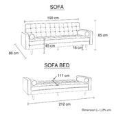 Southern Stylers Plast 3 Seater Velvet Sofa Bed