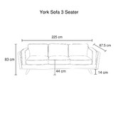 Southern Stylers Navy Brooklyn 3 Seater Velvet Sofa
