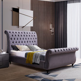Southern Stylers Grey Emery Velvet Bed Frame