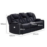 Southern Stylers Luella 3 Seater Upholstered Reclining Sofa