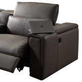 Southern Stylers Grey Caecilius 5 Seater Leather Sofa with Cup Holders &amp; Drawer